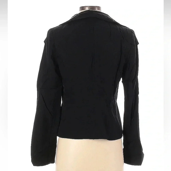 Anthropologie Tabitha Blazer Jacket Black Silk Draped Collar Size 4 S Small - Picture 3 of 8